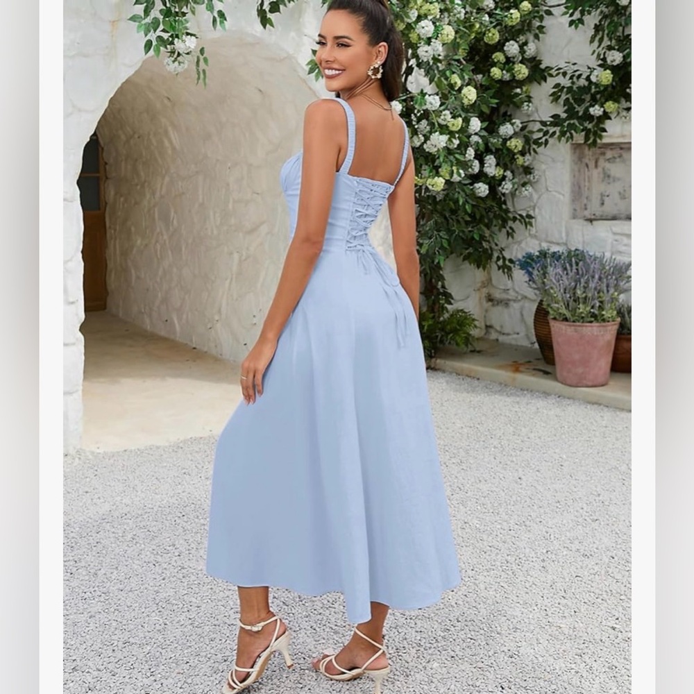 Amazon Sky Blue Sleeveless Midi Dress - Picture 2 of 7